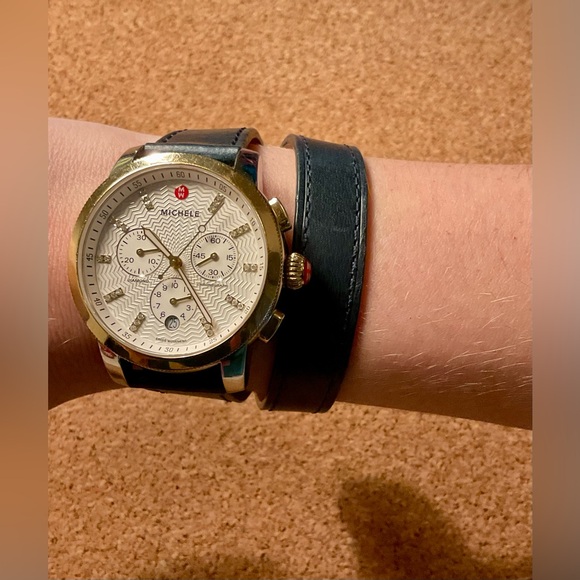 Michele Accessories - Michele size 18 double wrap deep teal Leather Watch Band